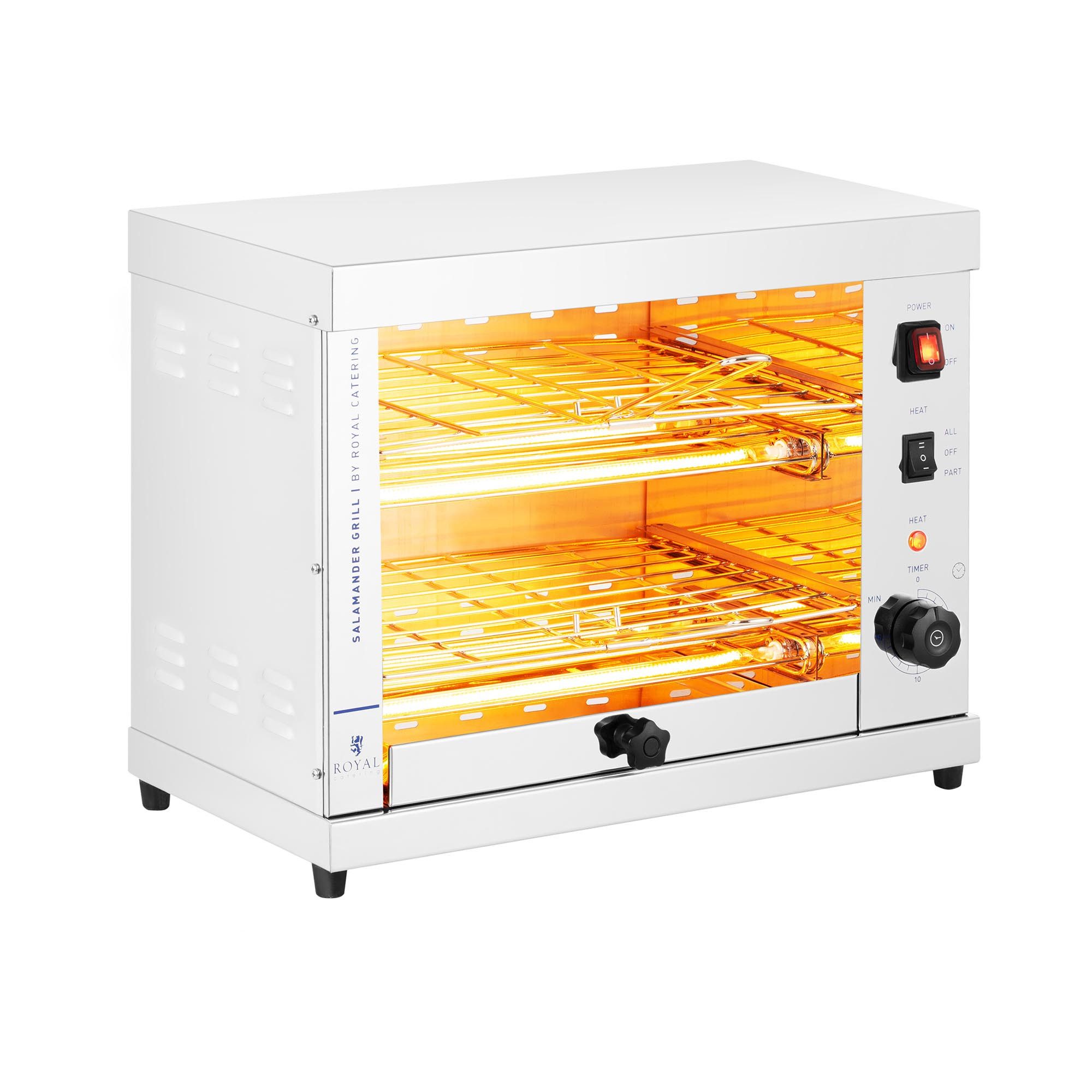 Royal Catering Elektrogrill Salamander Grill 3.200 W Toaster 65 - 200°C Überbackgerät Küche Gastro, 3200 W
