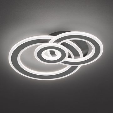 etc-shop LED Deckenleuchte, LED-Leuchtmittel fest verbaut, Warmweiß, Deckenlampe dunkelgrau Deckenleuchte Wohnzimmer LED