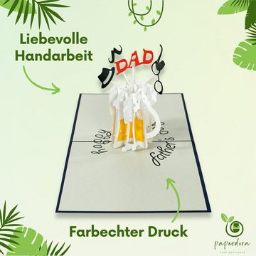 paperdora Vatertagskarte 3D Pop-Up-Karte „Vater“ mit Umschlag und Wachssiegel - Grußkarte, Vatertag Geschenk