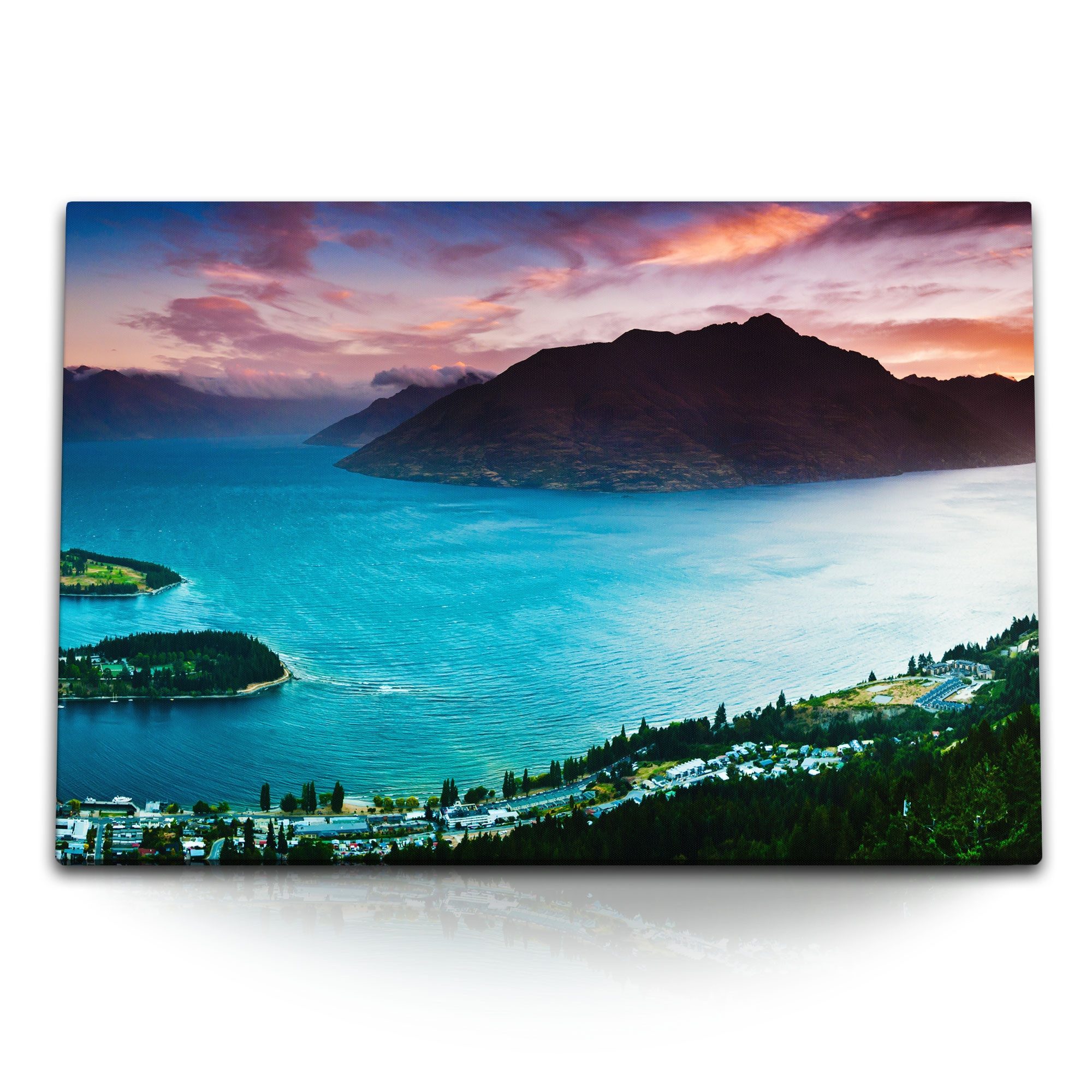 Leinwandbild 120x80cm Wandbild auf Leinwand Lake Wakatipu Neuseeland Natur See Berg