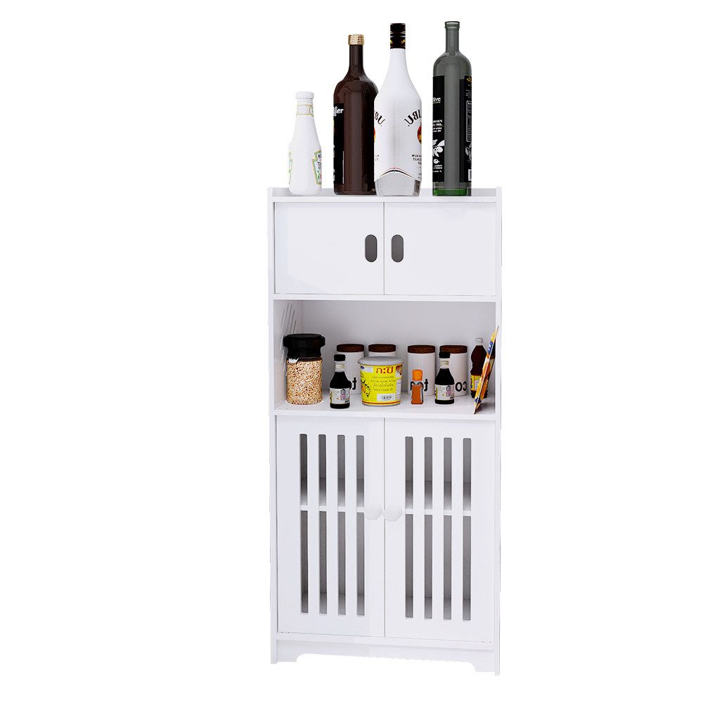 JEOBEST Badkommode Freistehende Bodenschränke, Beistellschrank, Aufbewahrungsschrank, Platzsparendes Badmöbel, Weiß 75x22x36cm