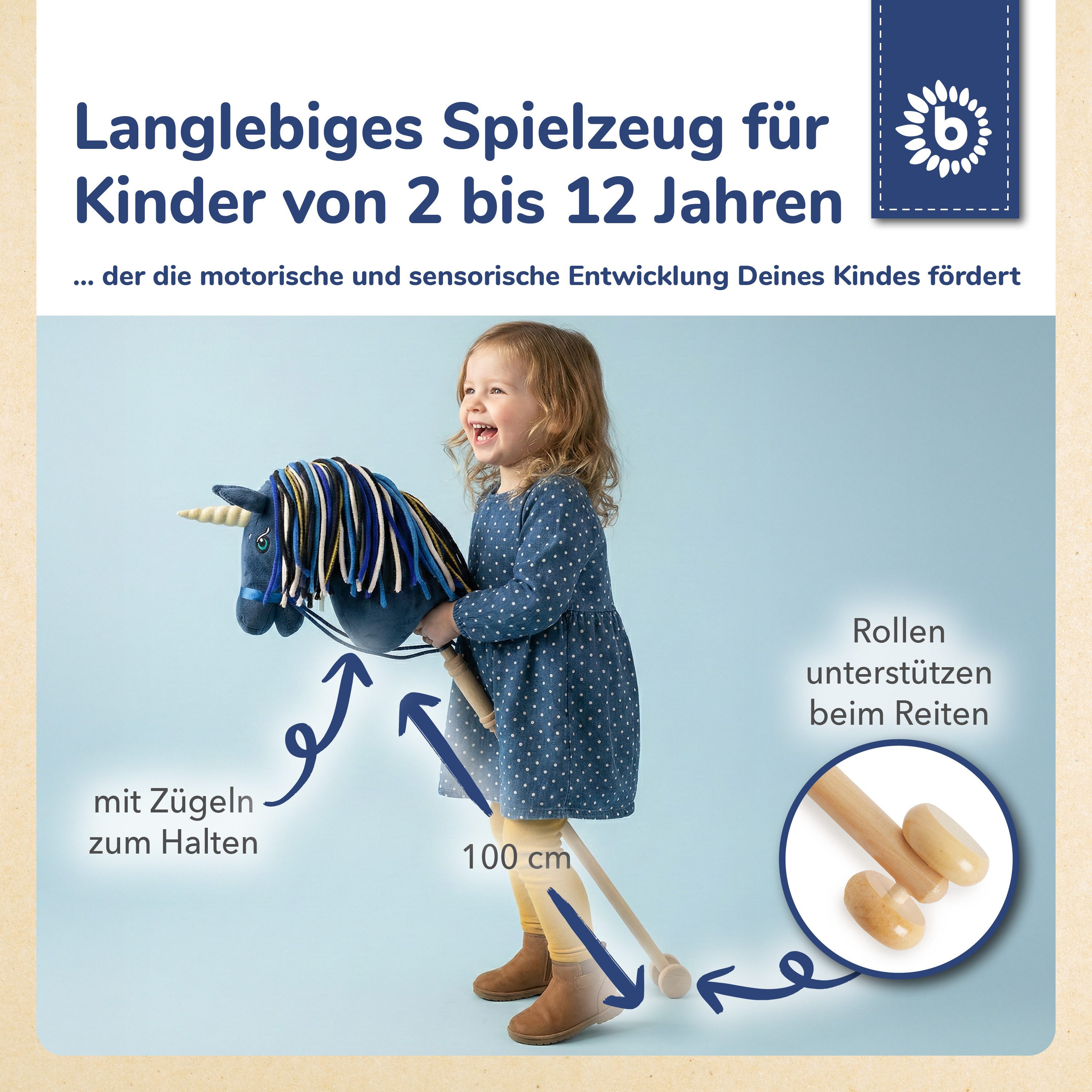 BIECO Steckenpferd Bieco Steckenpferd Kinder Einhorn Luna Hobby – Bild 4 von 5