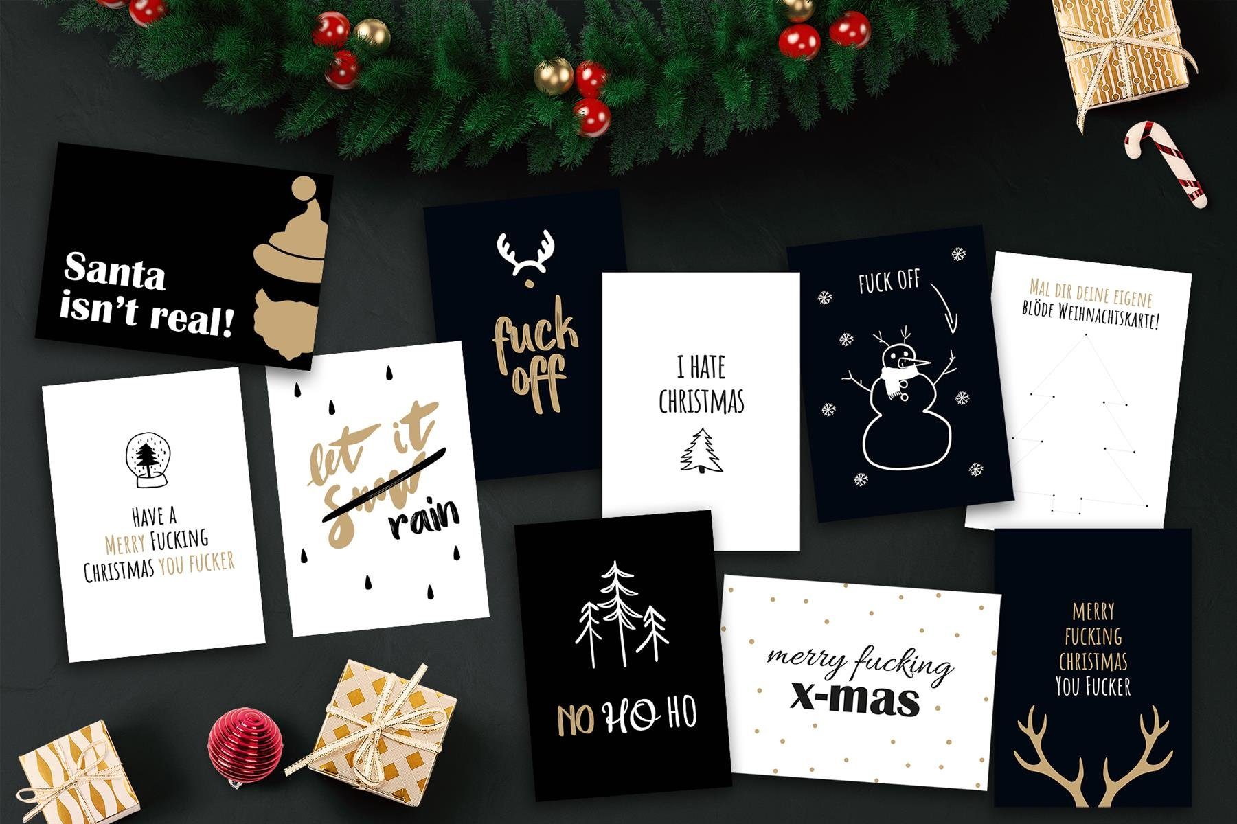 bigdaygraphix Weihnachtskarten für Weihnachtskarte Germany 10 in Made Weihnachtsgegner, Set Anti - Weihnachtskarten