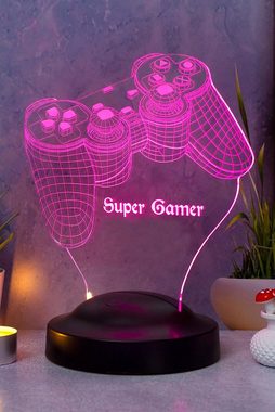 Geschenkelampe LED Nachttischlampe Spielkonsole Joystick 3D Gravur mehrfarbige Nachttischlampe, Leuchte 7 Farben fest integriert, Geburtstagsgeschenk für Freunde, Gamer, Jungen, Partner, Kollege