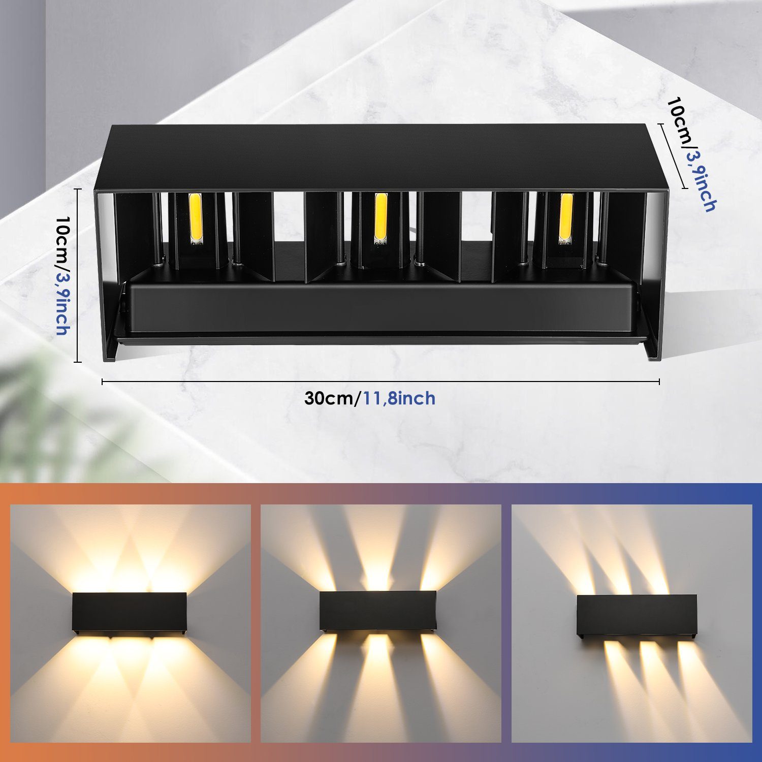 LETGOSPT Wandleuchte LED Wandlampe Innen/Außen Aluminium Wandleuchte Auf & günstig online kaufen
