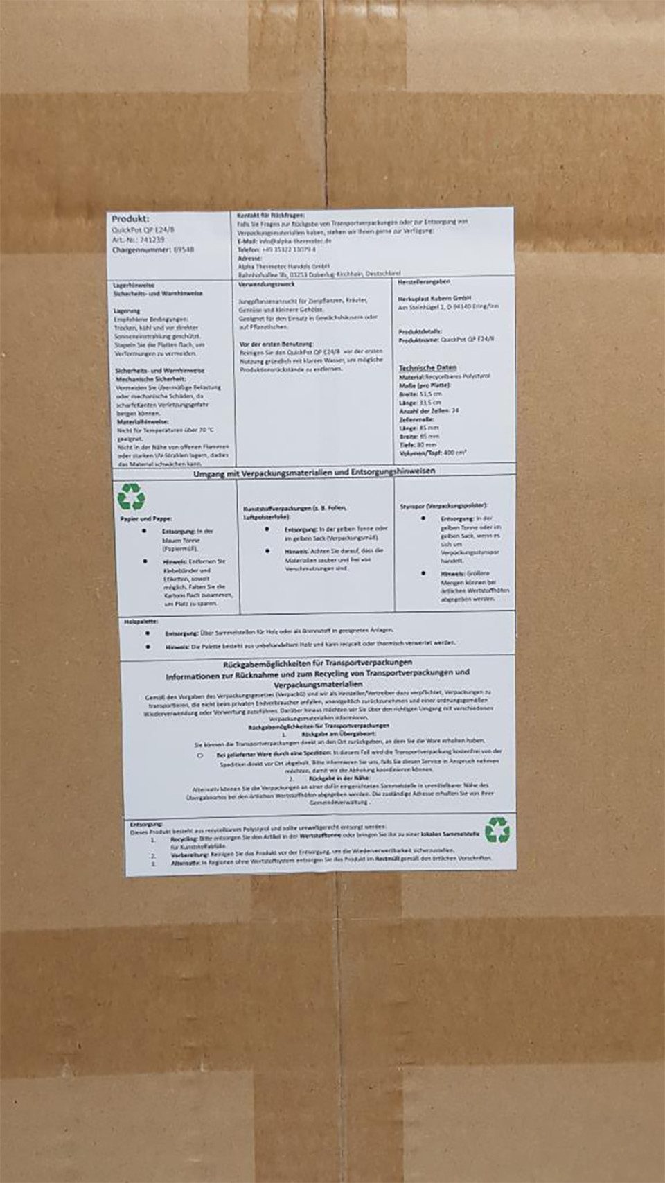 Alpha Thermotec Anzuchttablett QuickPot QPE 24/8 - 85x85x80