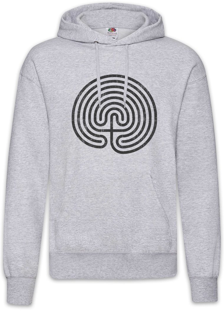 Hoodie Cretan Maze Herren Hoodie Labyrinth Esoterik Mystik Spirale Hypnose