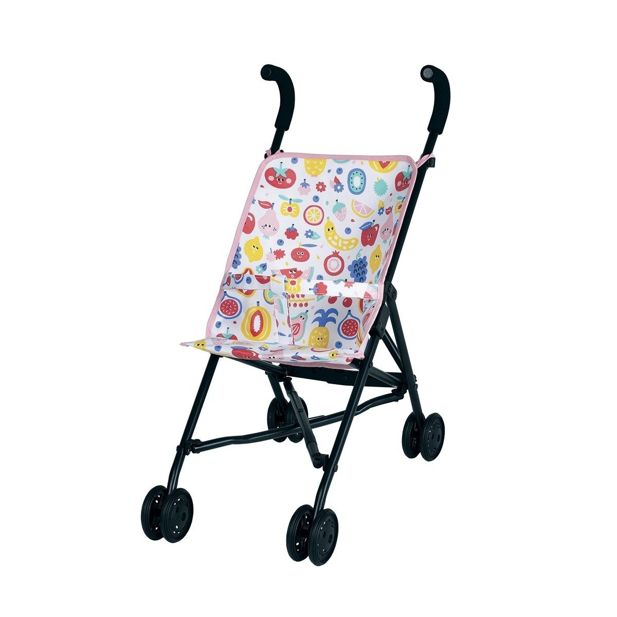 Petit Jour Paris Puppenbuggy Klappbarer Puppenwagen mit Fruchtmotiv für Puppen & Kuscheltiere