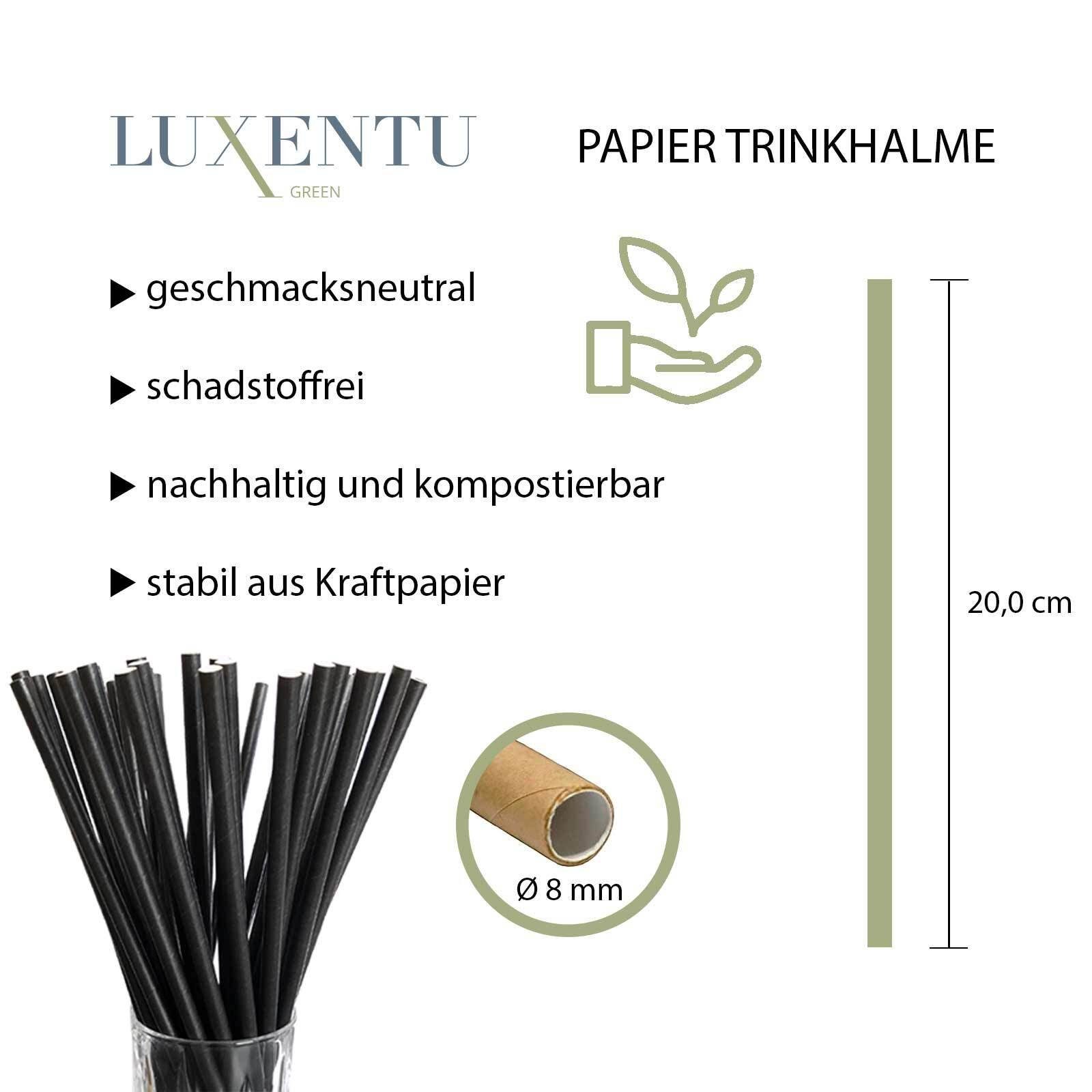 LUXENTU Trinkhalme Jumbo Papier-Trinkhalme 20 cm 100er Set, (100-tlg)