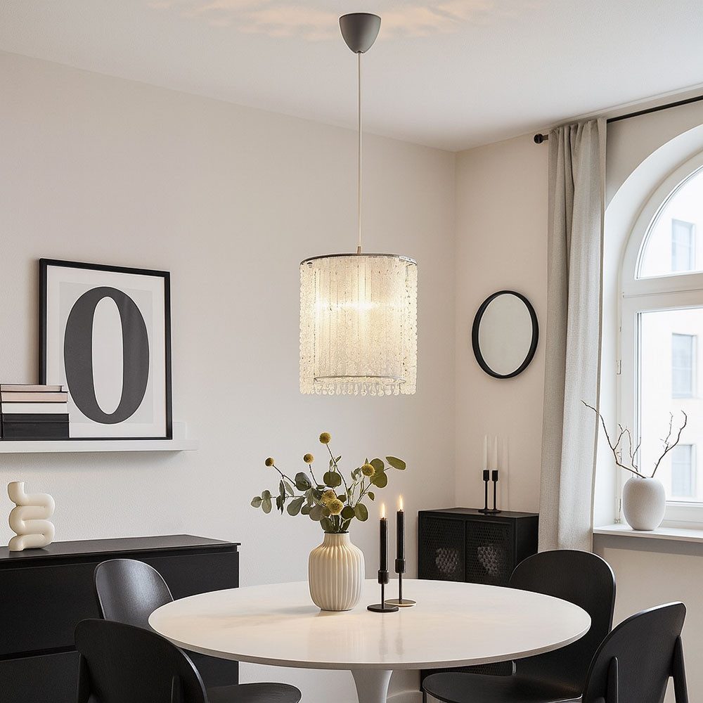 etc-shop Pendelleuchte, Leuchtmittel nicht inklusive, Hängeleuchte Wohnzimmerleuchte Kristalllampe E27 Textil Schlafzimmer