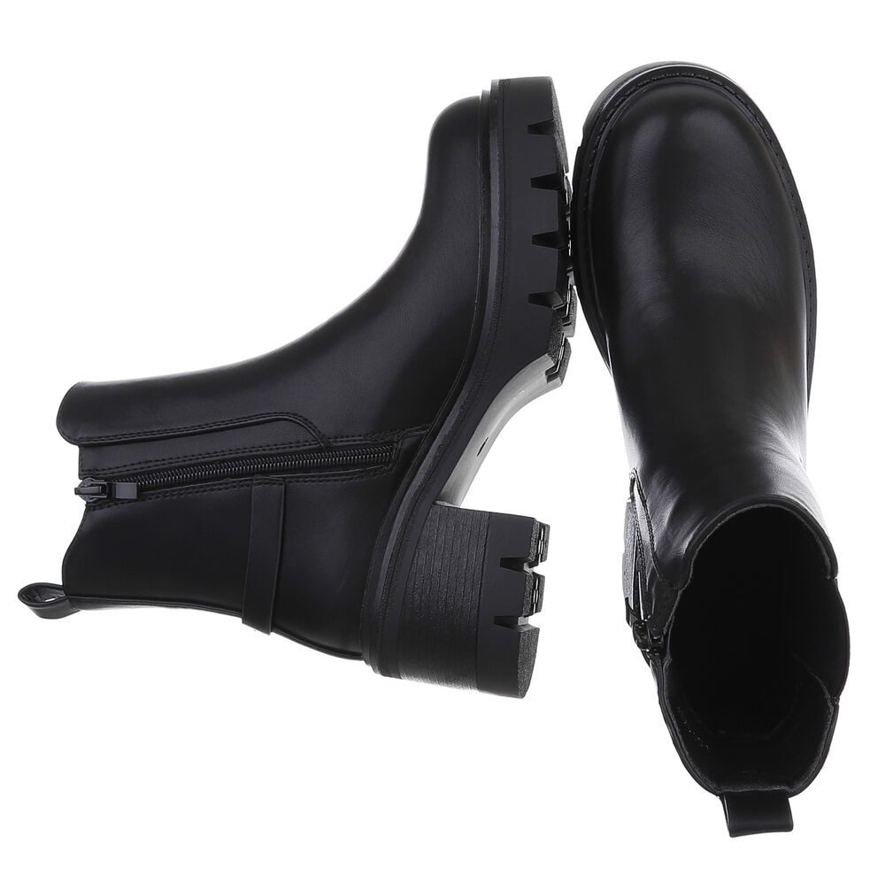 Ital-Design Eleganter Ankle Boot mit Blockabsatz für Damen Plateaustiefelette (90152928) Blockabsatz Stiefeletten in Schwarz