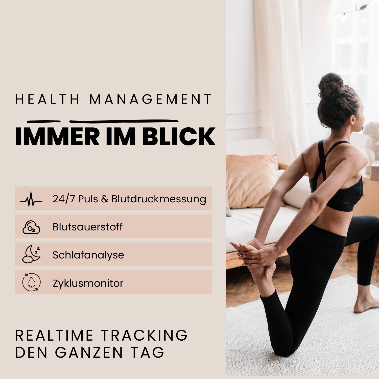 XCOAST SIONA 2 Damen Smartwatch (4,2 cm/1,3 Zoll, iOS Android) ROSE GOLD, Damen Fitness Tracker, neueste Generation, Blutsauerstoffmesser, Wasserdicht, flach, Puls, Blutdruck, brillante Farben, AMOLED