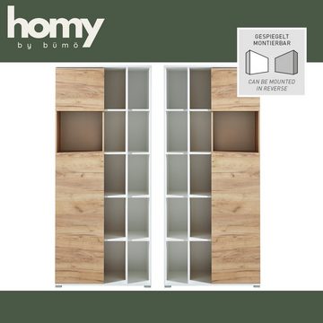 bümö Aktenschrank Homy Büroschrank mit Flügeltür - 15 Fächer, Dekor: Weiß-Eiche