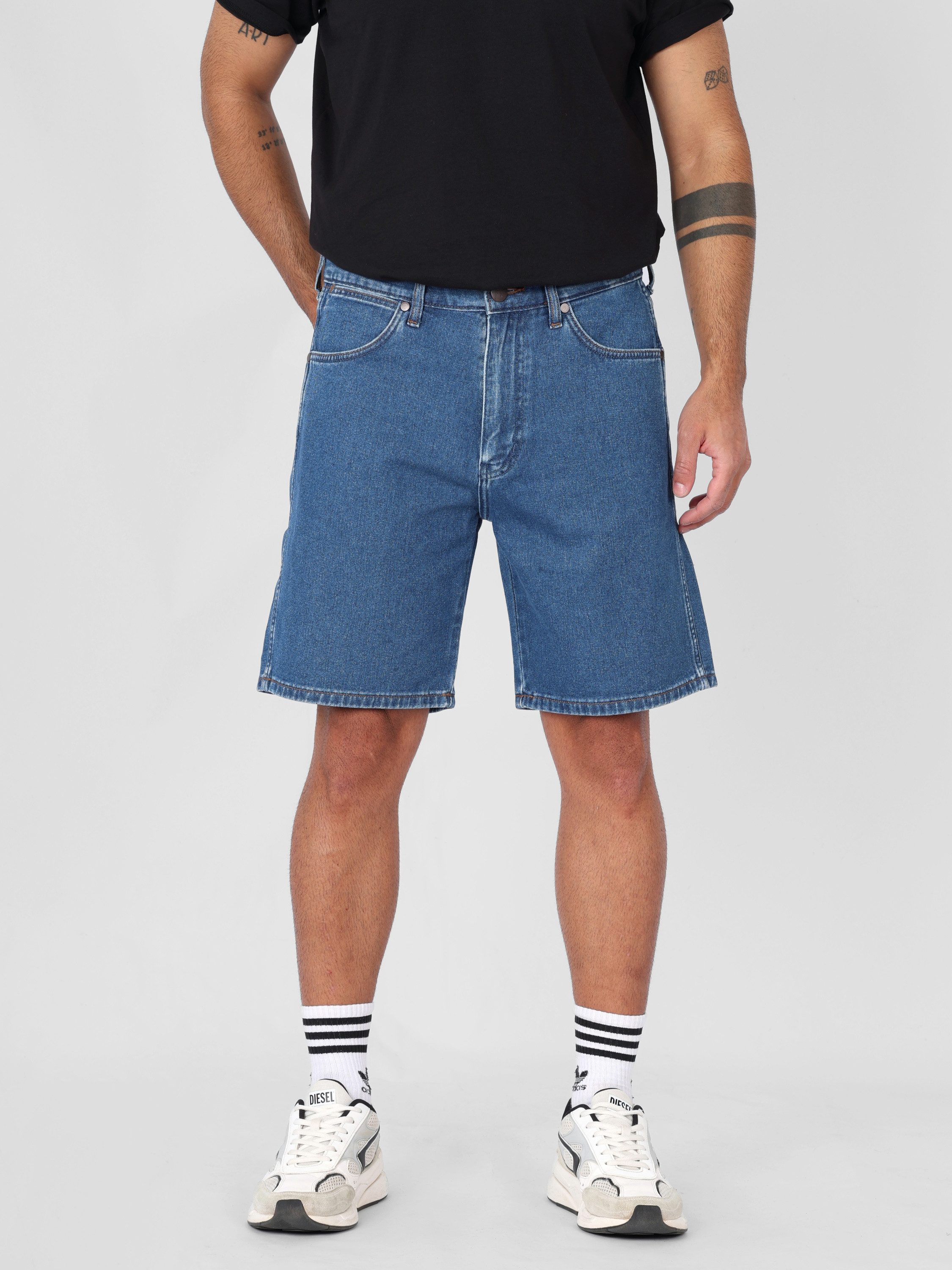 Wrangler Jeansshorts Relaxed Fit - FRONTIER DARK STONE SHORTS Leichtgewicht Denim ohne Stretch