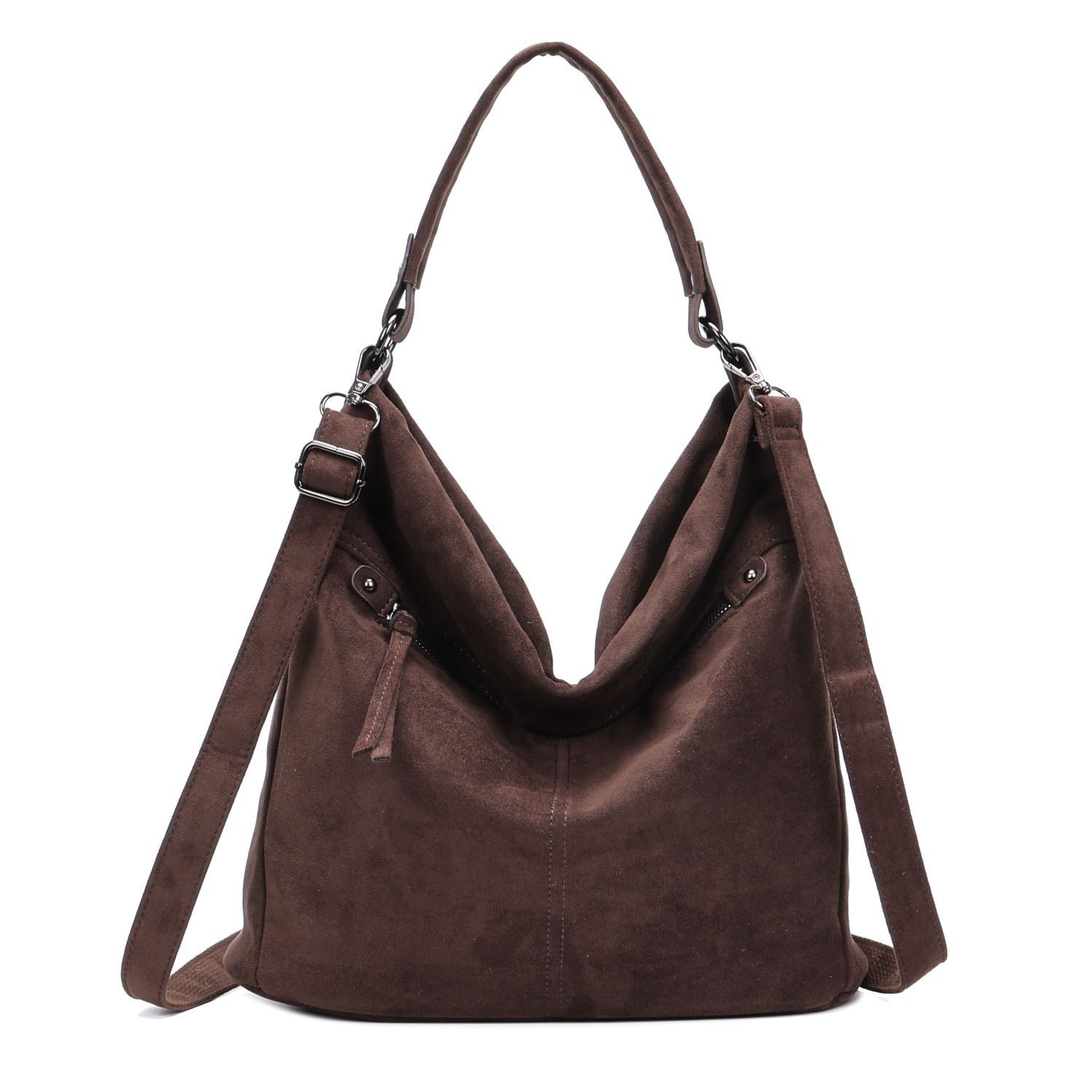 Schultertasche Damen Tasche Samt Shopper Hobo-Bag Umhängetasche Wildleder-Optik Reise