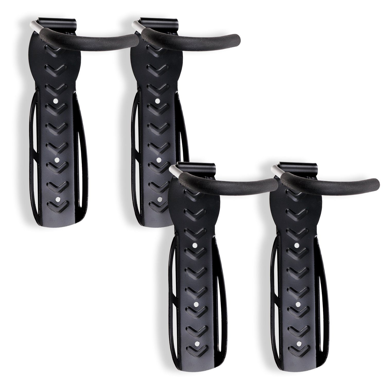Fahrradwandhalterung Schramm® 4 Stück Fahrradhalter Wandhalterung schwarz Fahrradhalterung für 4 Fahrräder Wandhalterungen Wand Halterungen Halterung Fahrradständer