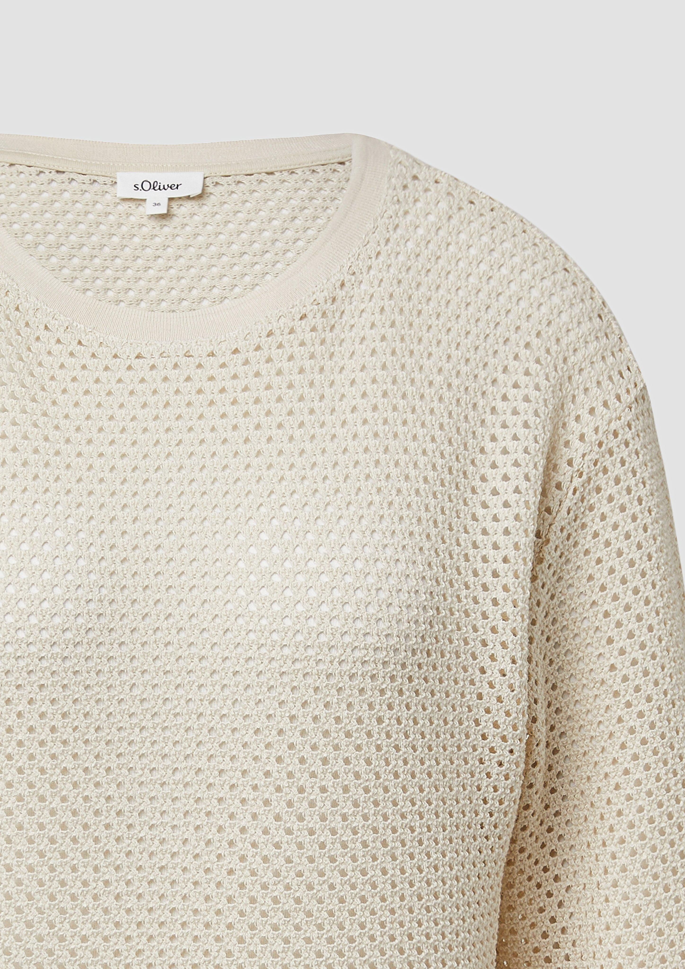 s.Oliver 3/4-Arm-Shirt Transparentes Rundhalsshirt aus Ajourjersey günstig online kaufen