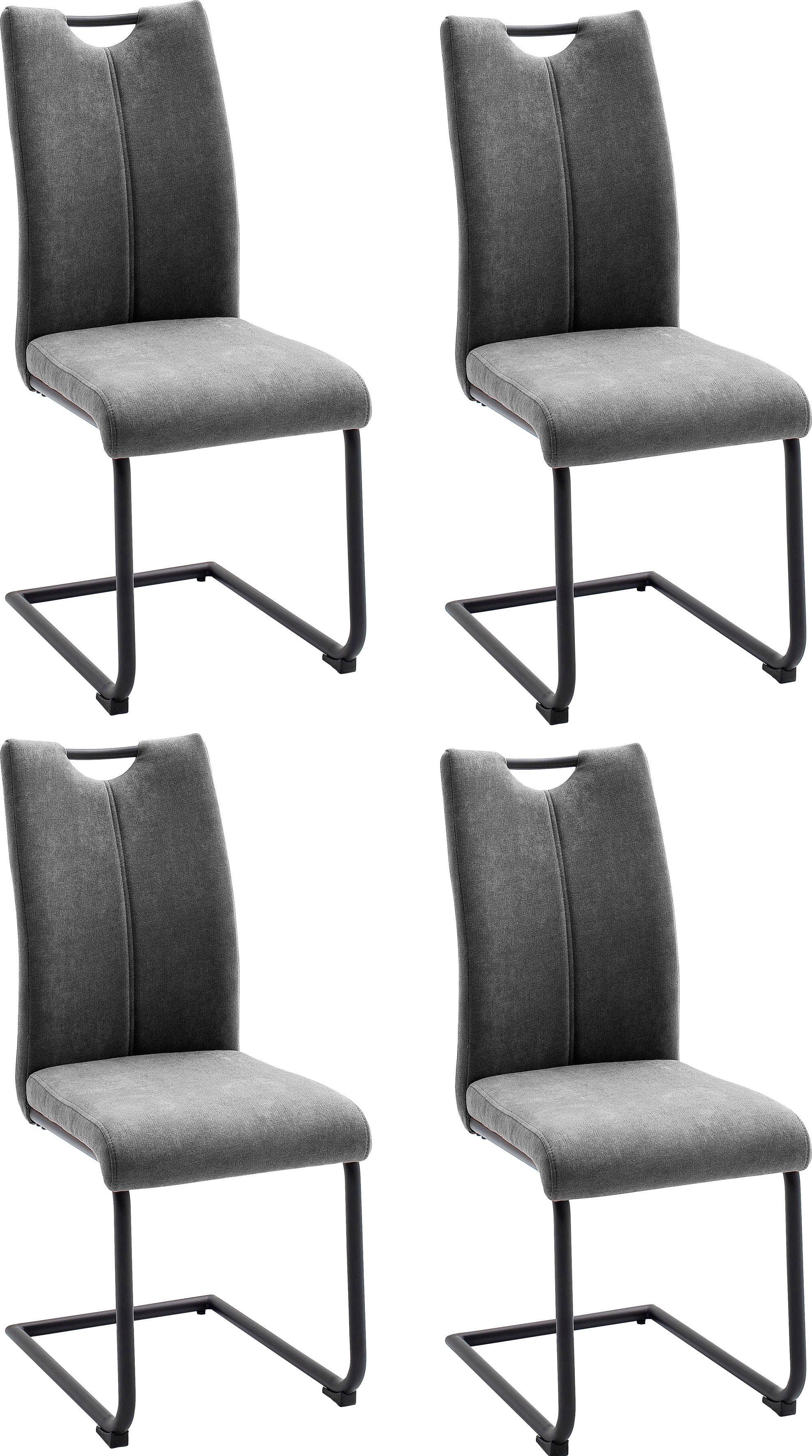 MCA furniture Freischwinger Adana (4 Grau mit Grau belastbar Stoffbezug, St), kg 4er-Set | 120 bis