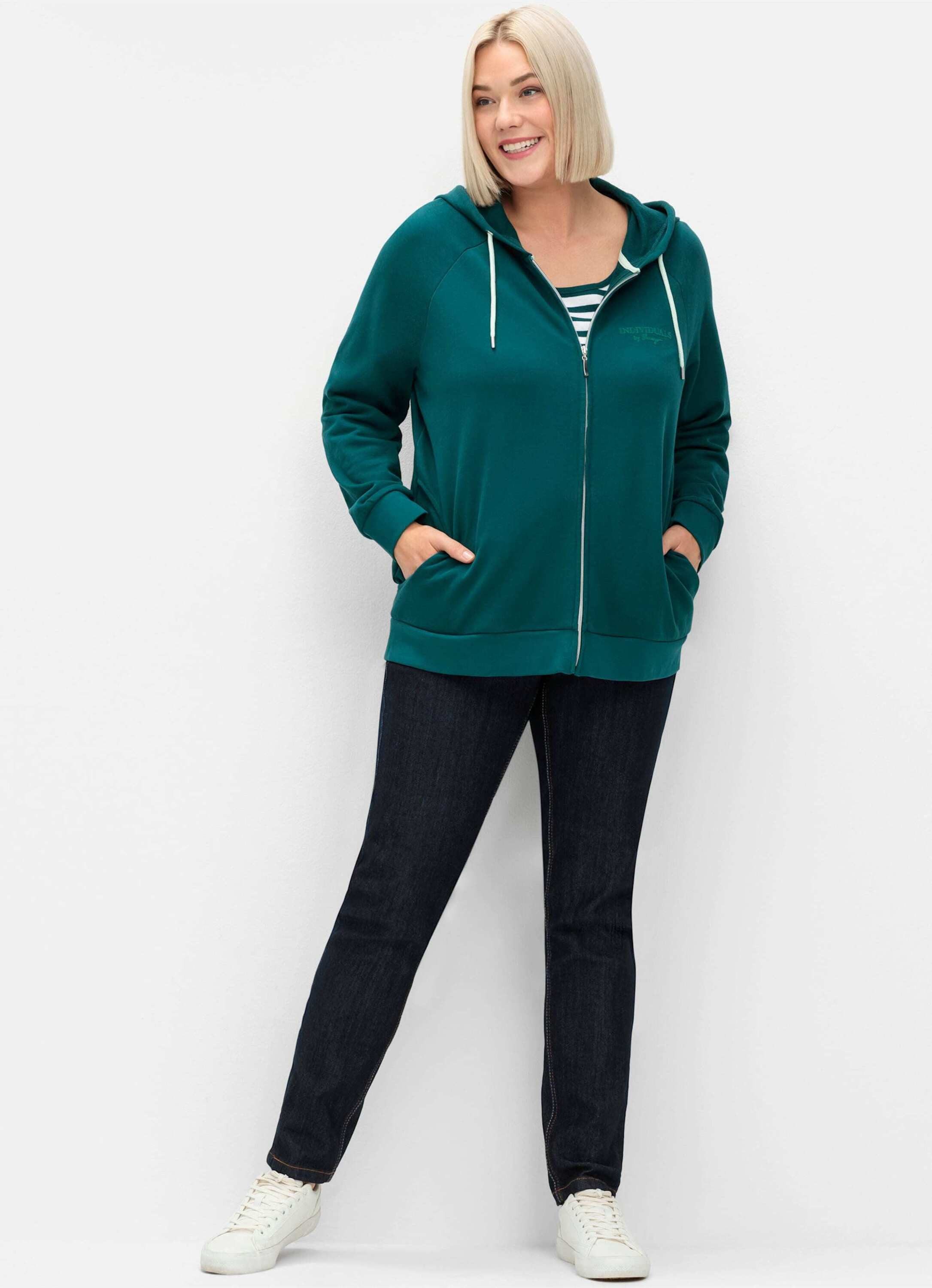 Sheego Shirtjacke Kapuzensweatjacke Langarm