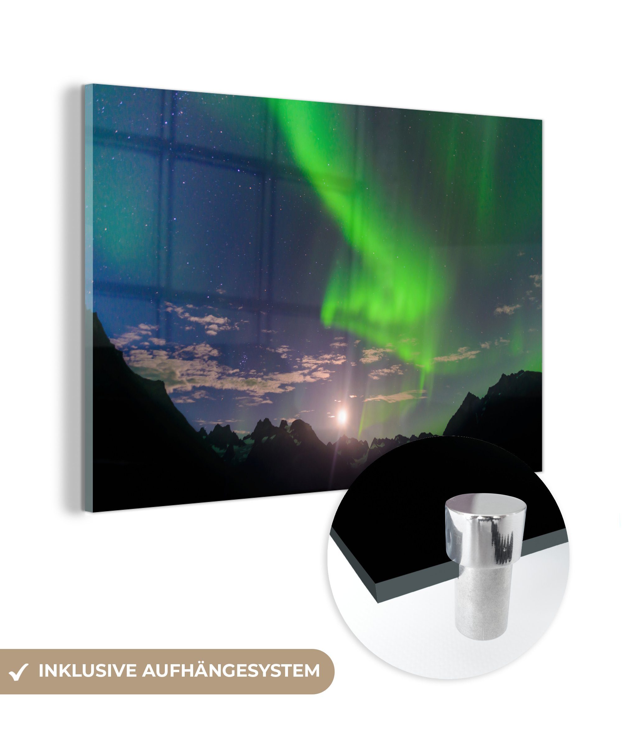 Natur, - Wohnzimmer Berge St), & Acrylglasbilder Nordlichter MuchoWow Schlafzimmer - - Acrylglasbild Horizont (1