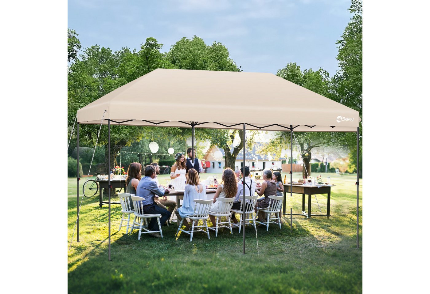 Thumbnail - Sekey Faltpavillon Pavillon 3x6 Festzelt Gartenpavillon Partyzelt, Wasserdicht, UV-Schutz 50+, Stabil, 6 x Sandsack