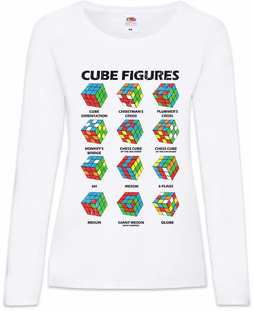 Urban Backwoods Langarmshirt Cube Figures II Damen Langarmshirt Zauberwürfel 80s Magic Speed Cubing (1-tlg) Cuber Speedcube Algorithm Cube