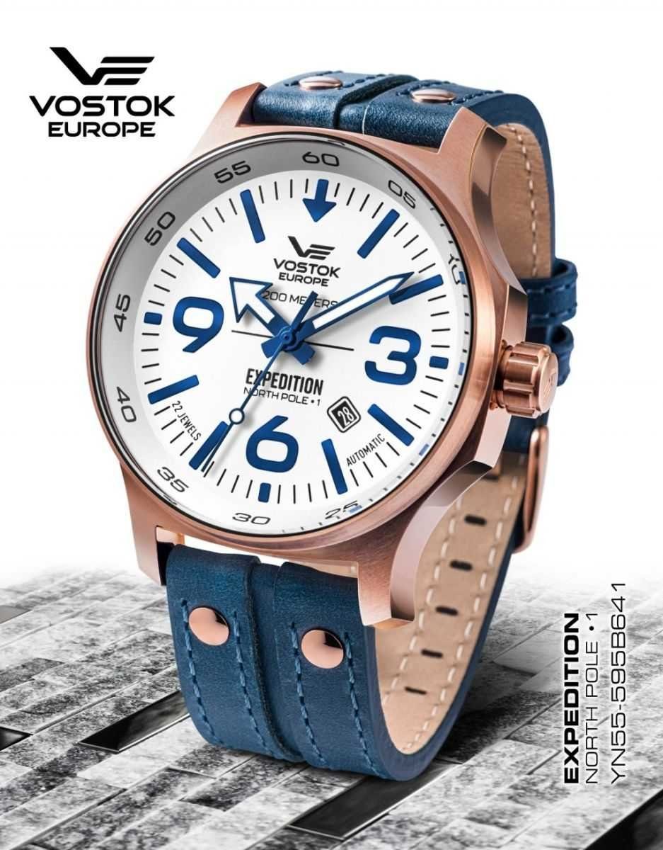 Vostok Europe Automatikuhr Expedition Nordpol 1 Herrenuhr YN55-595B641 Lederband 47 mm