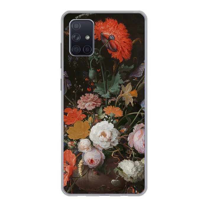 MuchoWow Handyhülle Stilleben mit Blumen und einer Uhr - Gemälde von Abraham Mignon Phone Case Handyhülle Samsung Galaxy A71 Silikon Schutzhülle CB11439