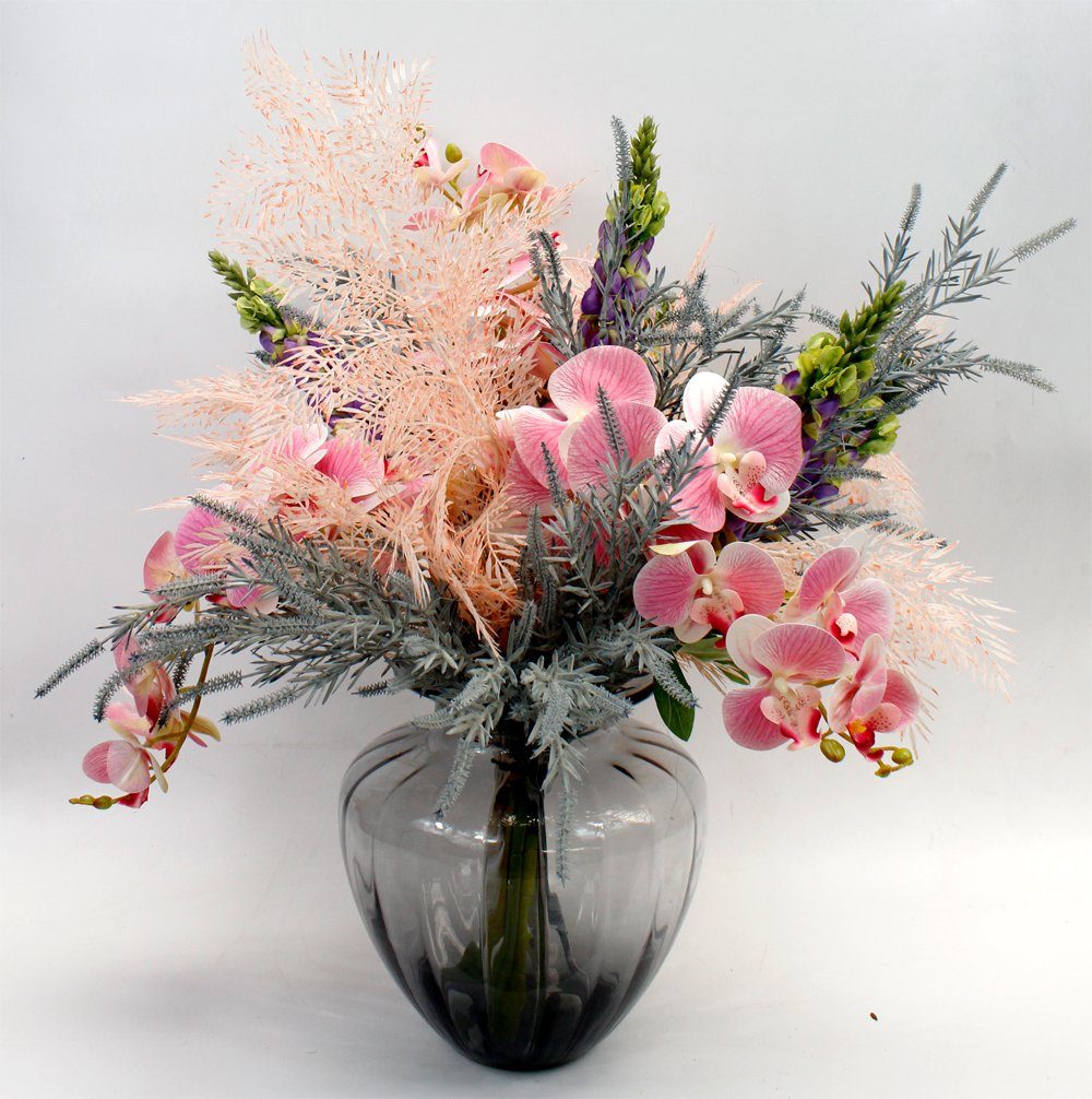 Kunstblume »künstlicher Blumenstrauß Pink Koralle Dreams 65 cm« Orchidee,  Arnusa, Höhe 70 cm, XXL Orchidee Lupinen