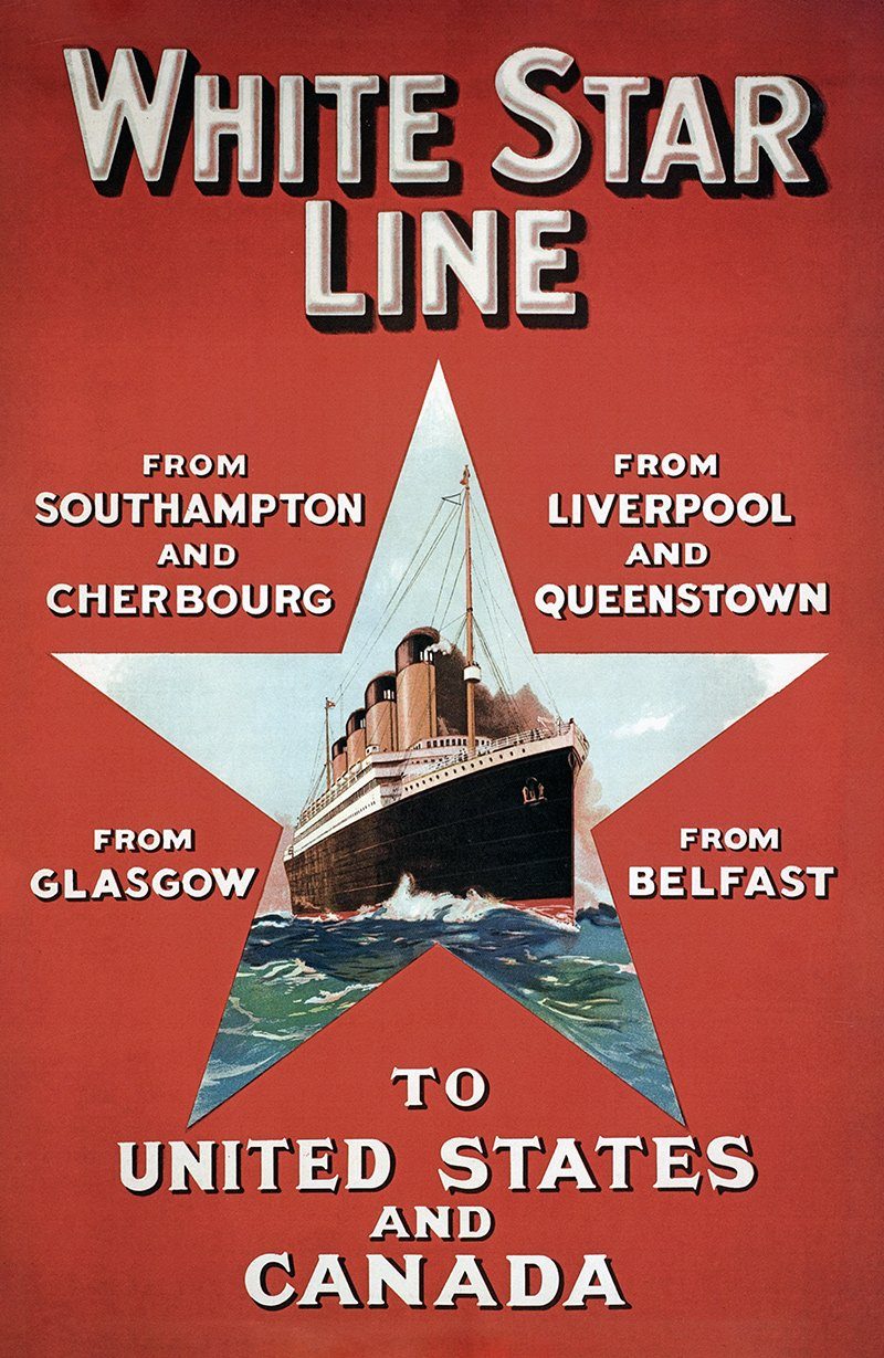 BillerAntik Kunstdruck White Star Line United States Canada Southampton Liverpool Plakate A3, (1 St)