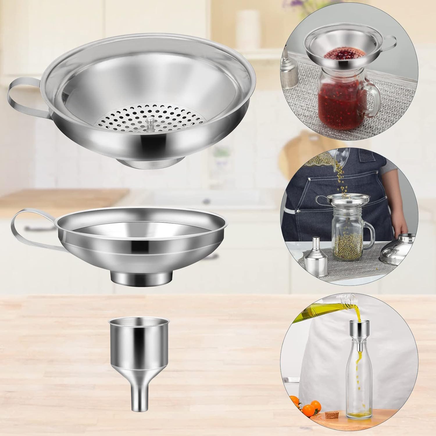 FELIXLEO Trichter Edelstahl Trichterset 7 Teilig mit Filter und Gläserheber, (1-tlg) – Bild 5 von 5
