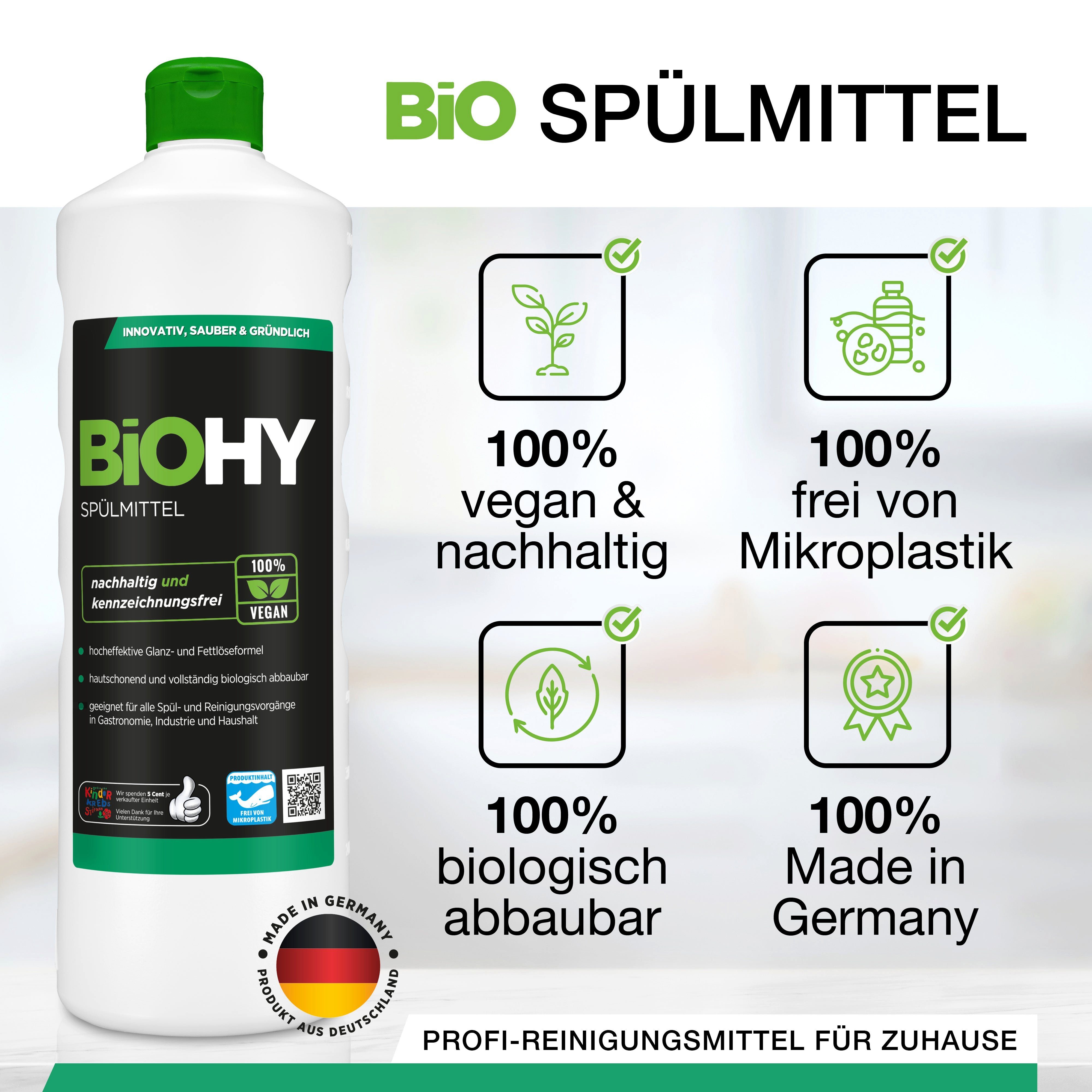 BiOHY Spülmittel 1 x 1 Liter Flasche Geschirrspülmittel (1-St)