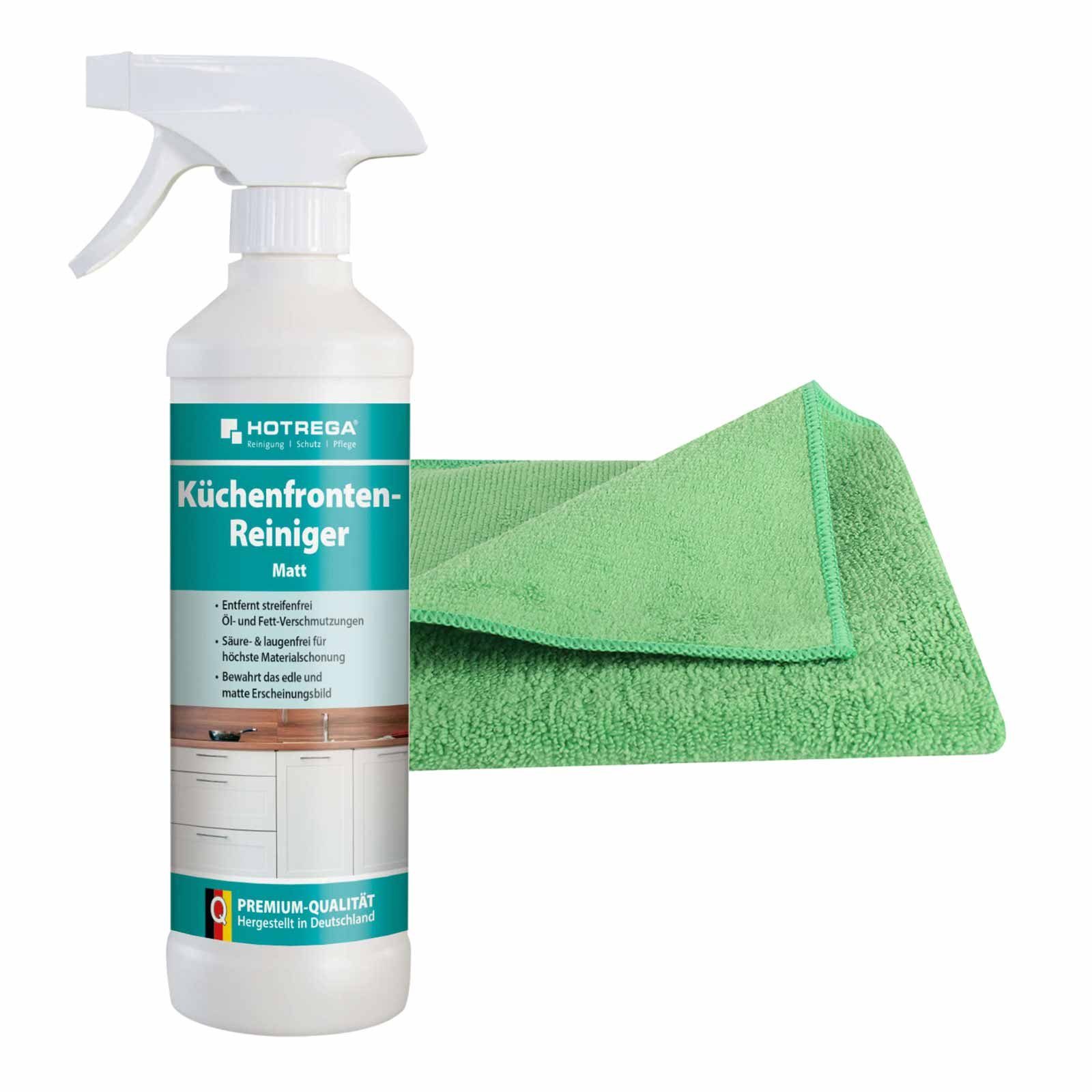 HOTREGA® Küchenfronten Reiniger Entfetter Pflege matt 500ml + Microfasertuch Уборщик кухни