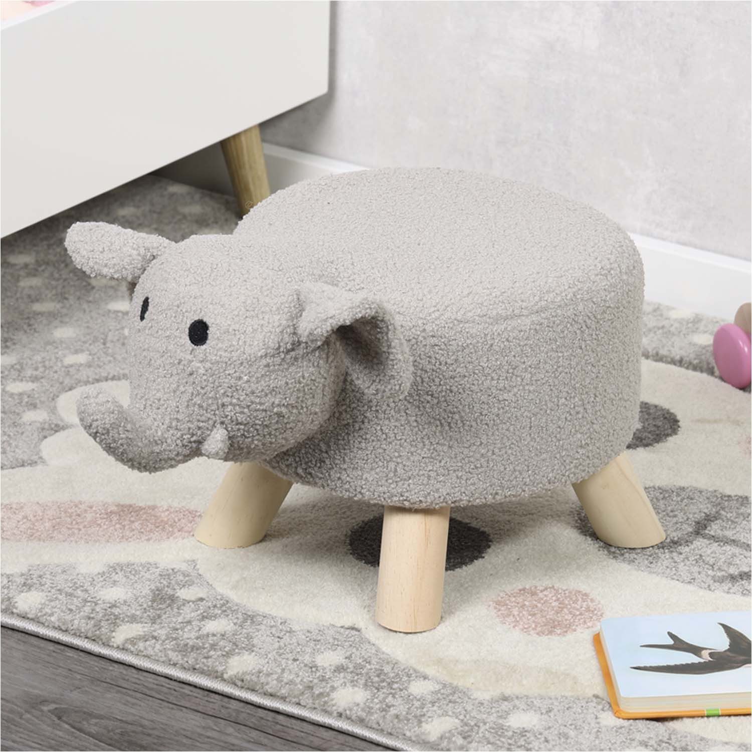 Kesper Kinderhocker 2er Set Kinderhocker - Elefant, hellgrau (2 St)