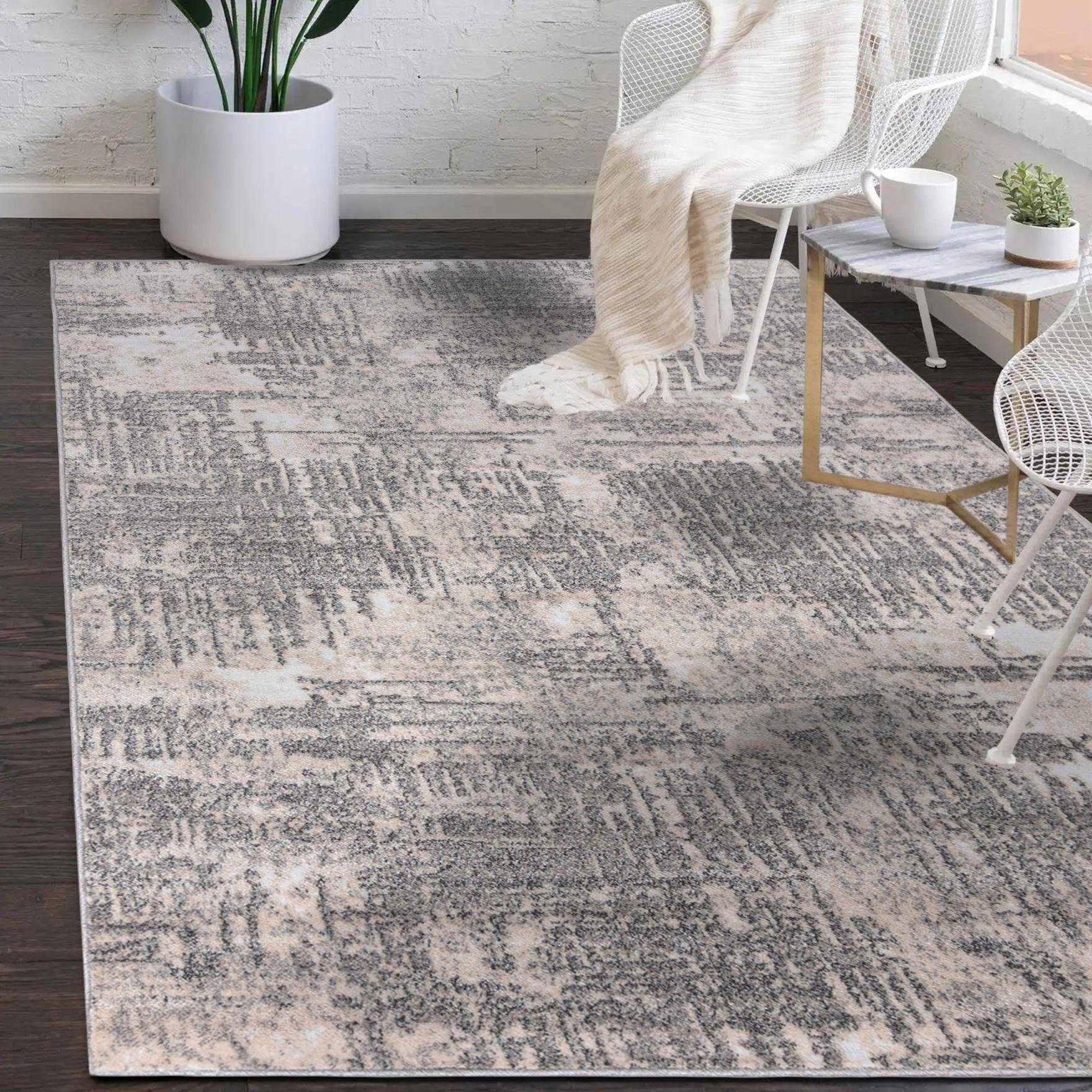 Mazovia Designteppich Modern Teppich für Wohnzimmer Abstrakt Muster, Creme, 80 x 150 cm, Abstrakt, Modern, Höhe 10 mm, Kurzflor