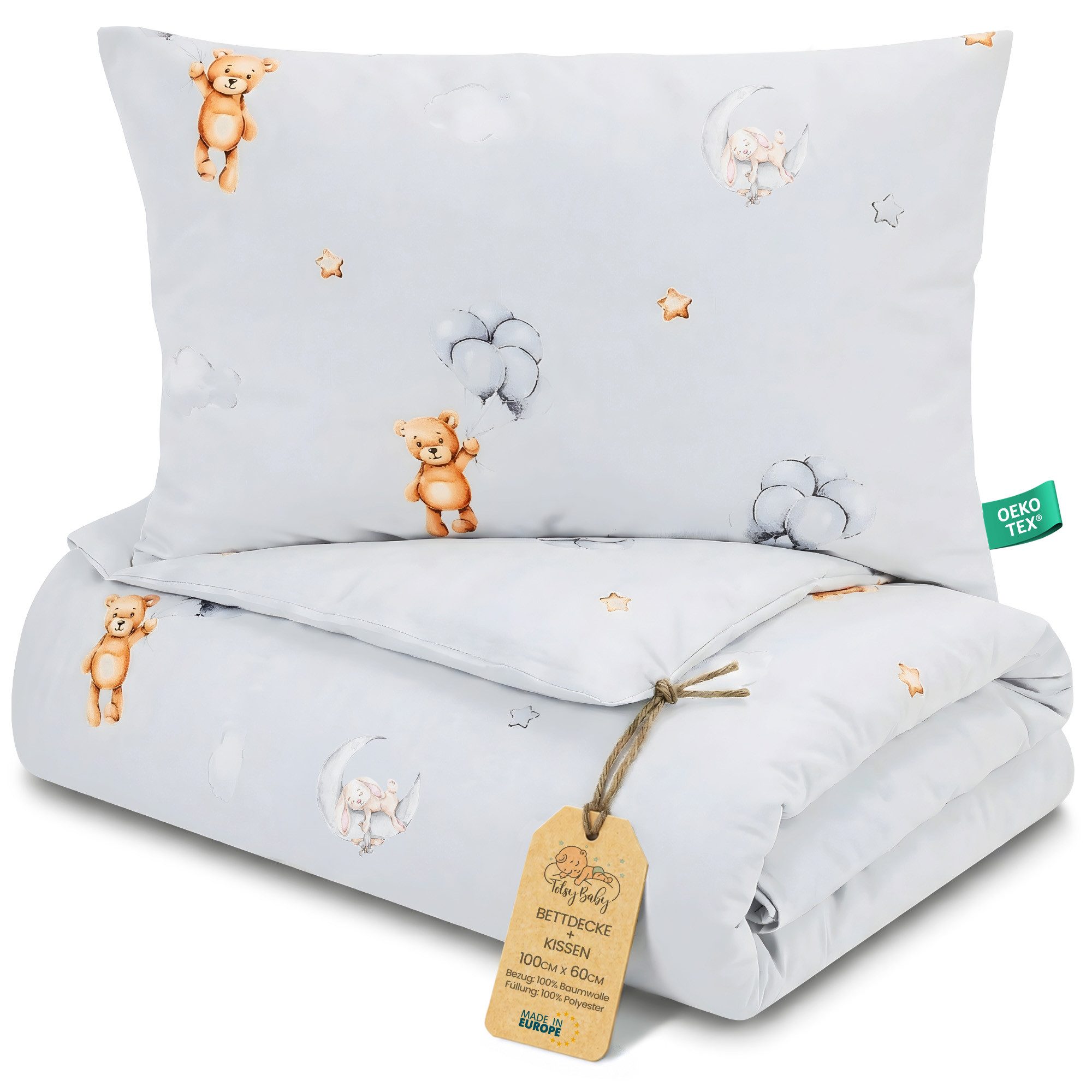 Totsy Baby Babybettwäsche Kinder Bettdecke ohne Bezug – Baby Decke und Kissen Set aus Baumwolle