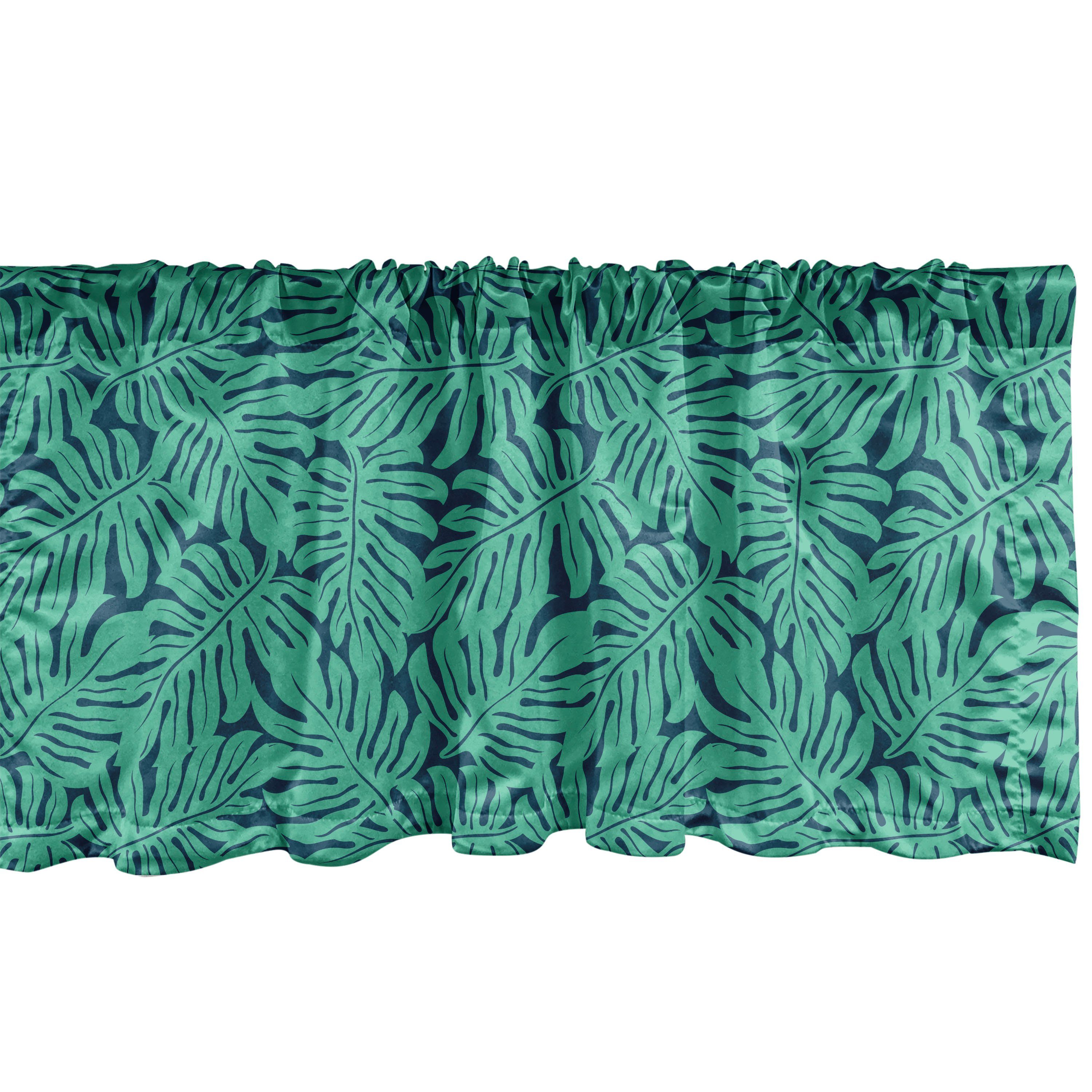 Scheibengardine Vorhang Volant für Küche Schlafzimmer Dekor mit Stangentasche, Abakuhaus, Microfaser, Monstera Blatt Hipster-Dschungel-Kunst