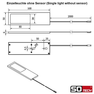 SO-TECH® LED Unterbauleuchte LED Möbelleuchte GIULIA II, stufenlos dimmbar, LED fest integriert, Warmweiß, 2700K, EINZELLEUCHTE ohne Sensor schwarz