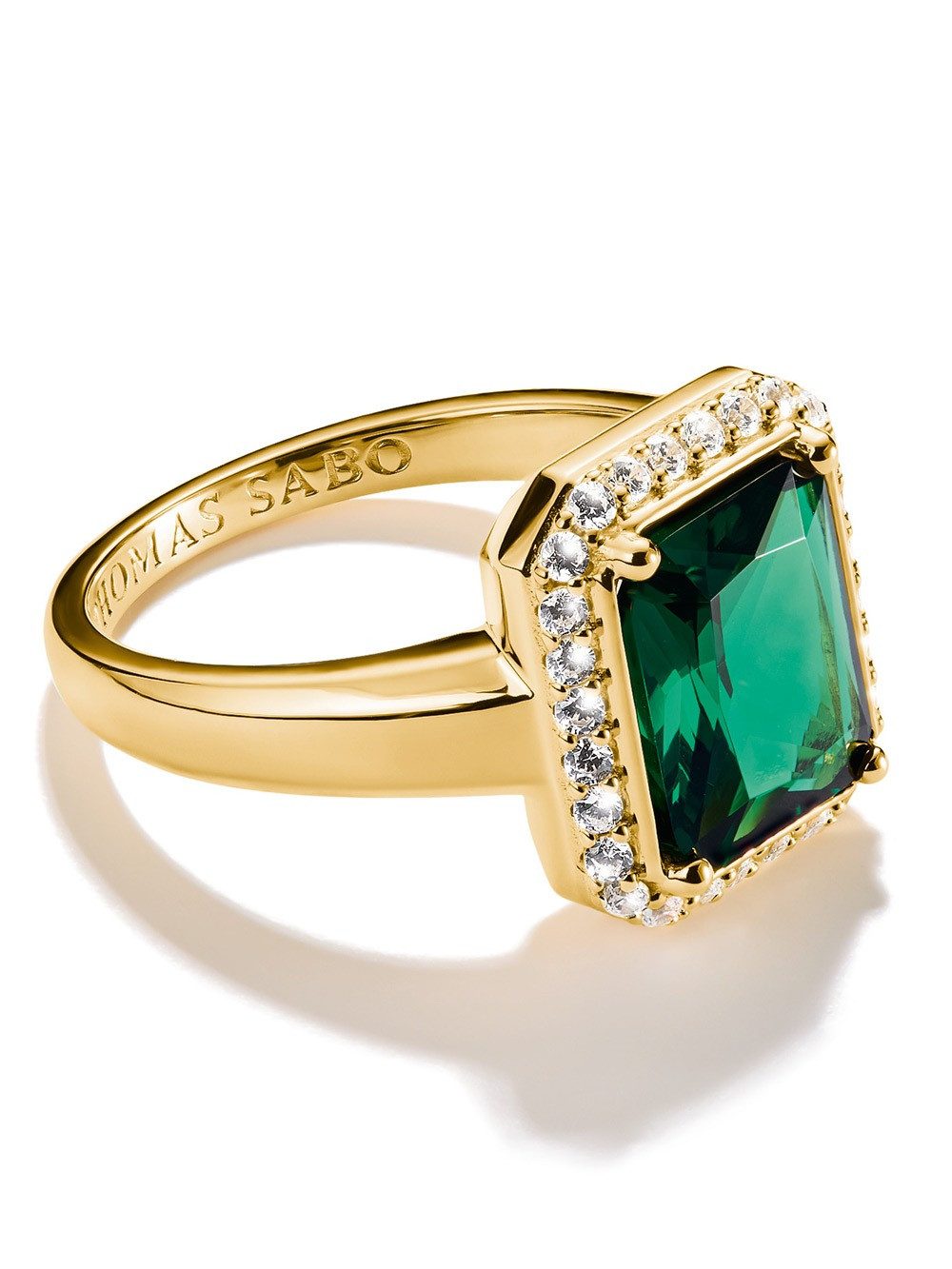 THOMAS SABO Fingerring Thomas Sabo TR2508-971-6-56 Ring mit Grünem Oktagon-Stein Elyndra ver