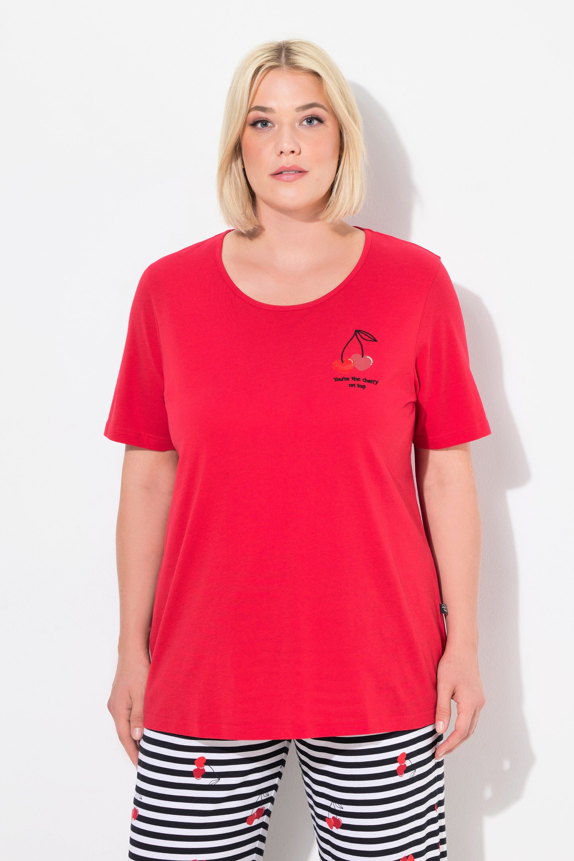 Ulla Popken Pyjama Pyjamashirt Herzen Halbarm günstig online kaufen