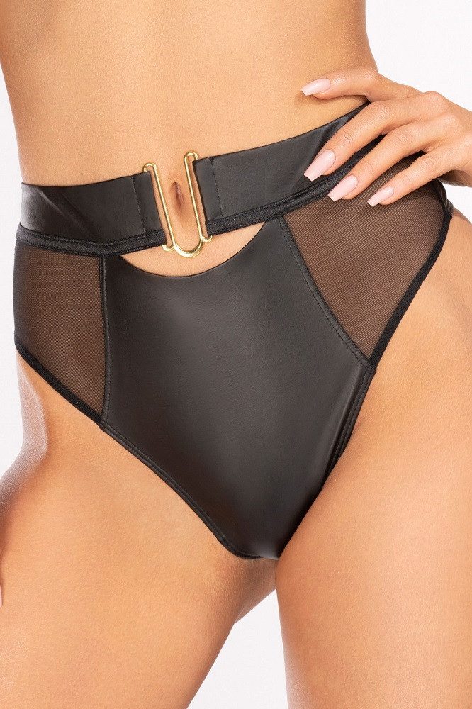 High-Waist-Slip Wetlook, dekorative Verzierung