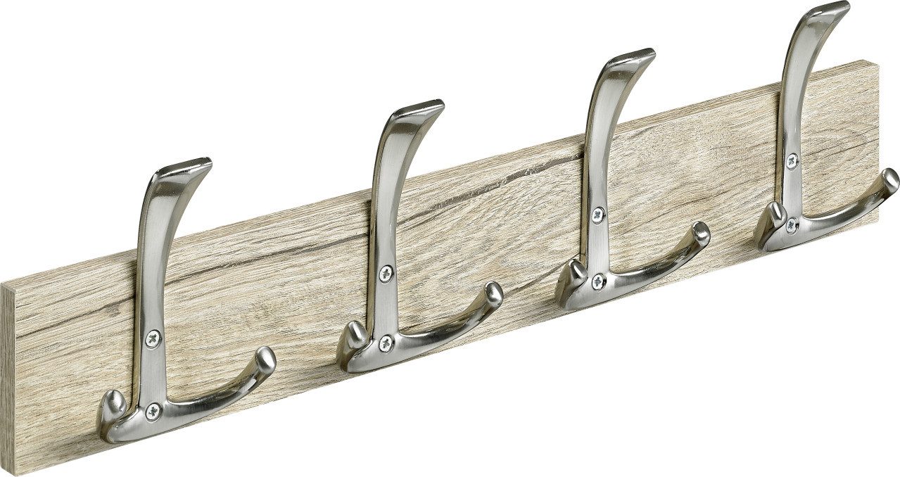 Hettich Garderobenleiste Hettich Garderobenleiste 4 Haken Holz 50 x 13,5 x