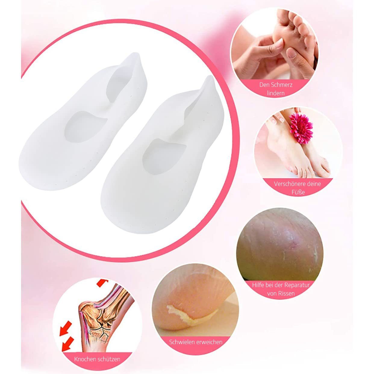 COOL-i ® Funktionssocken Feuchtigkeitsspendende Silikon-Fußsocken – 1 Paar weiche Anti-Riss-Socken zur Pflege trockener & rissiger Fußhaut
