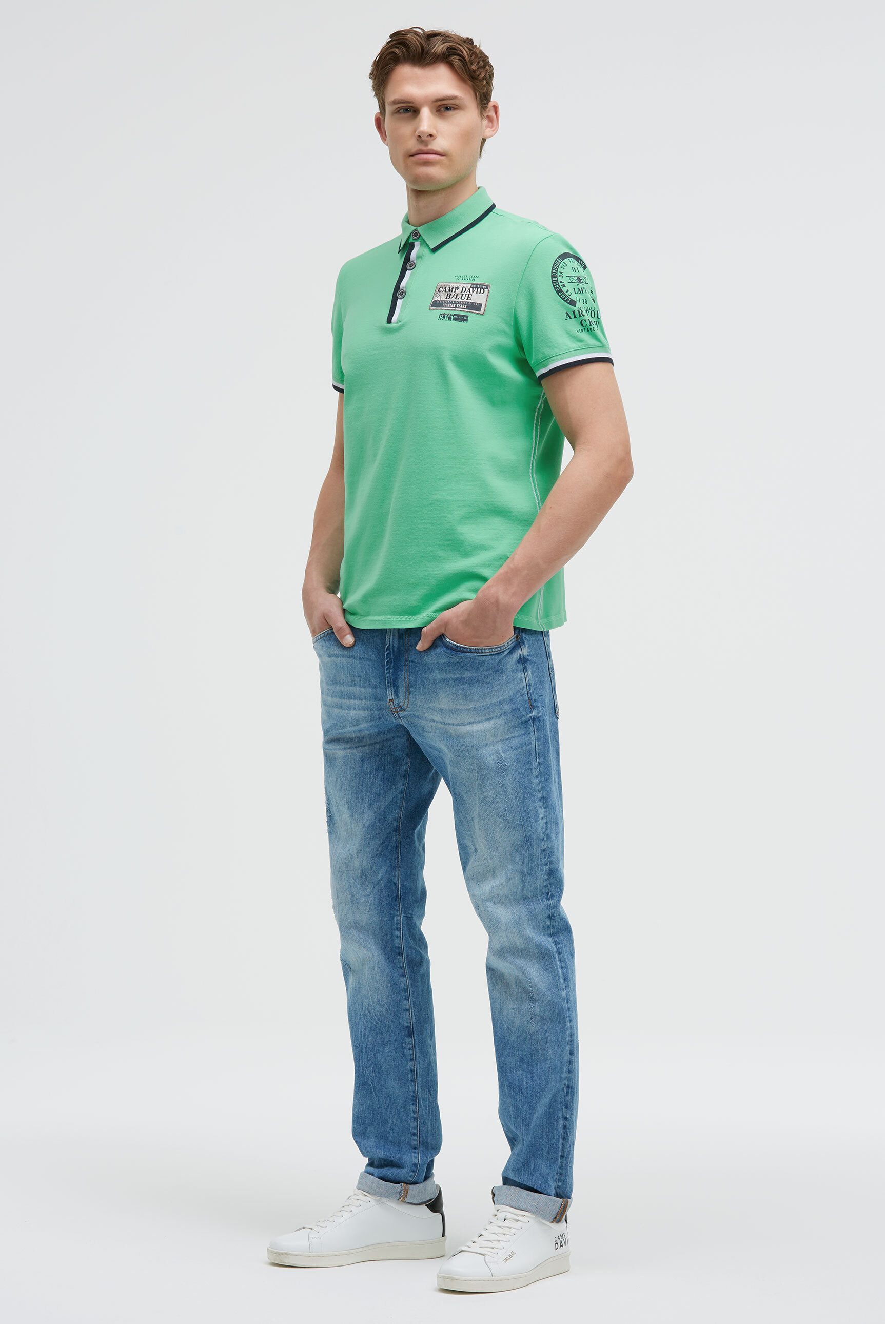 CAMP DAVID Poloshirt mit Kontrastnähten