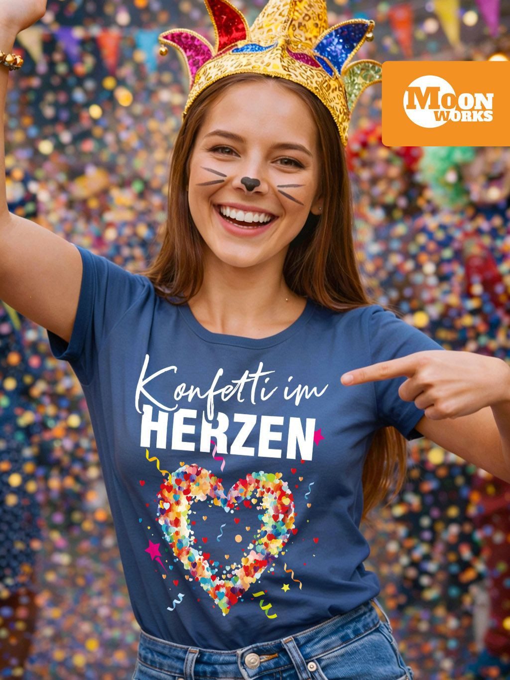 MoonWorks Print-Shirt Damen T-Shirt Fasching Karneval Konfetti im Herzen Ko günstig online kaufen