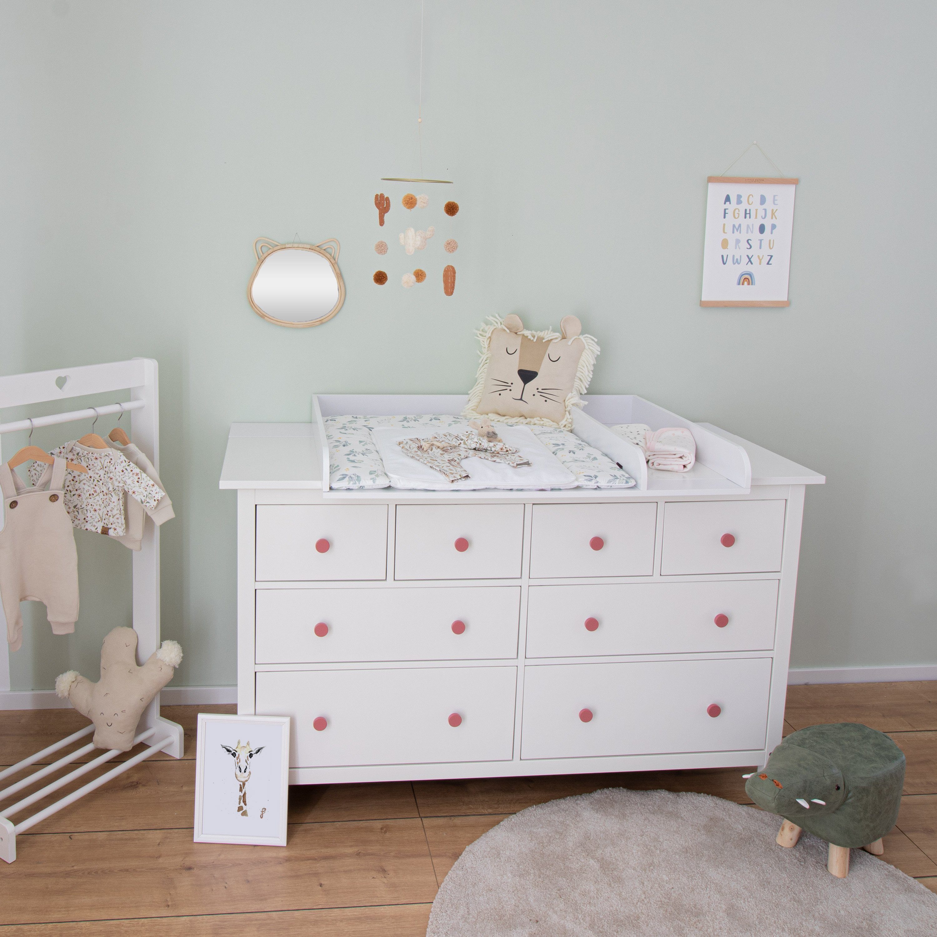 Puckdaddy GmbH Wickelaufsatz Matz (159,5x80x10cm) für IKEA Hemnes Kommoden, Wickelaufsatz für