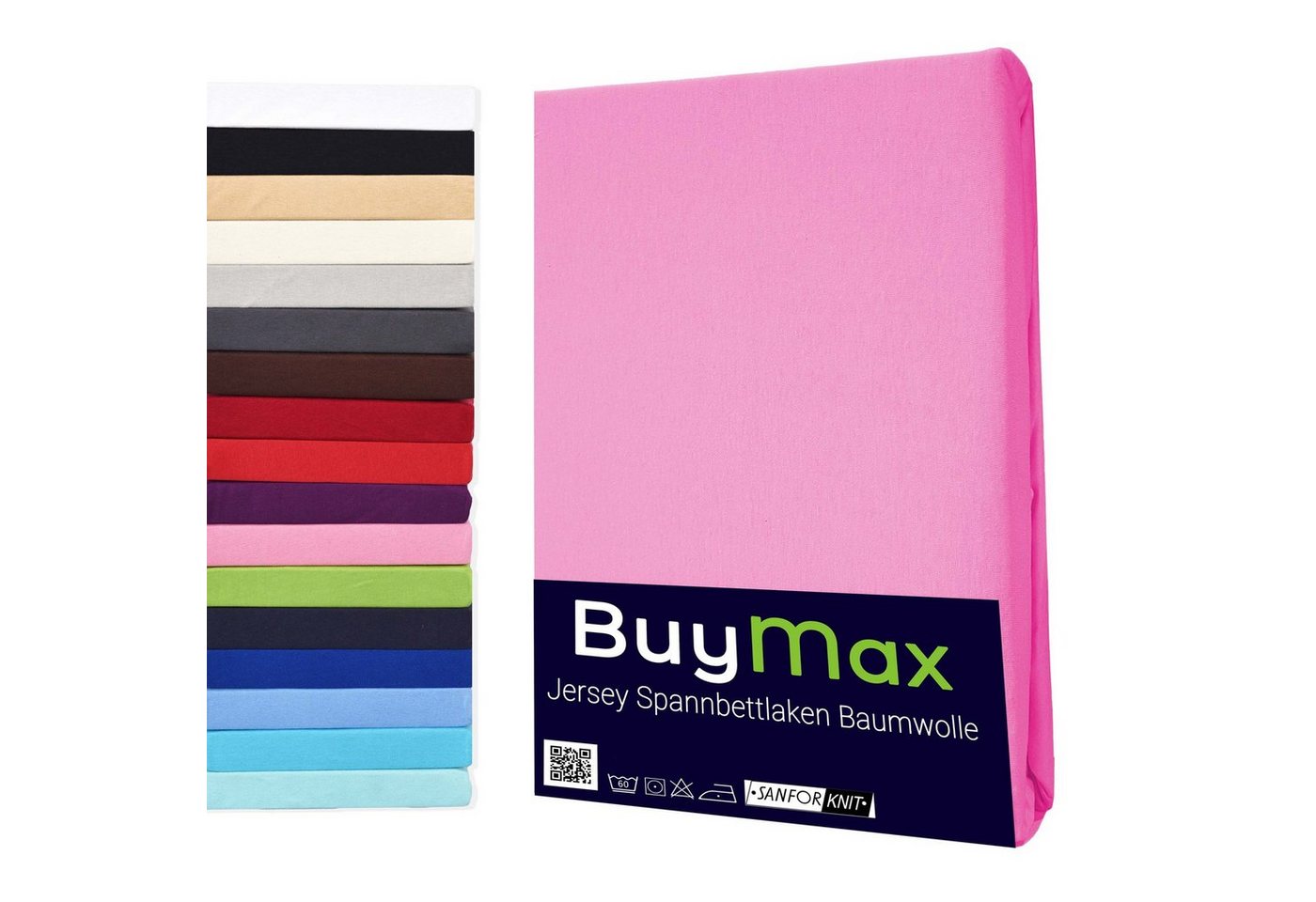 Buymax Spannbettlaken Buymax Jersey aus 100% Baumwolle, Jersey, Gummizug: Rundumgummi, (1 Stück), Pflegeleicht und Atmungsaktiv in Verschiedenen Farben und Größen