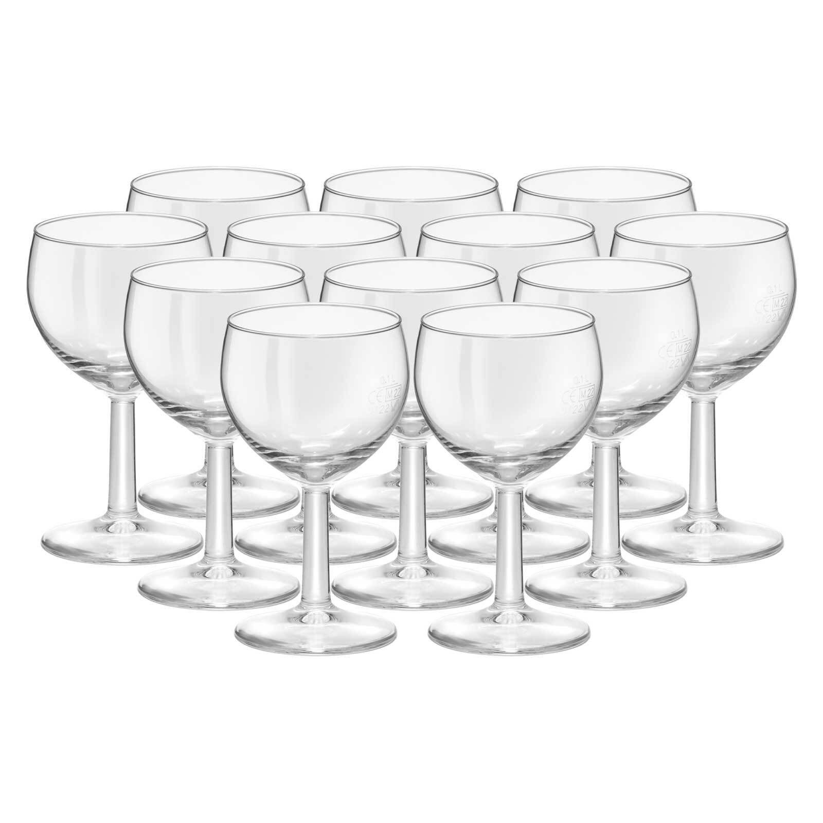 van Well Weinglas Ballon Profi Weingläser geeicht 0,1 l 12er Set, 12-tlg., Glas