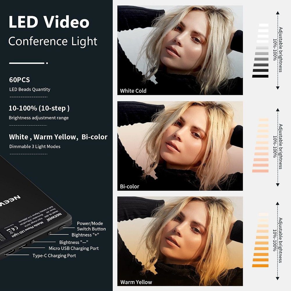 feinlux 360° LED-Ringlicht Blitzgerät, (Konstante, flimmerfreie Beleuchtung)