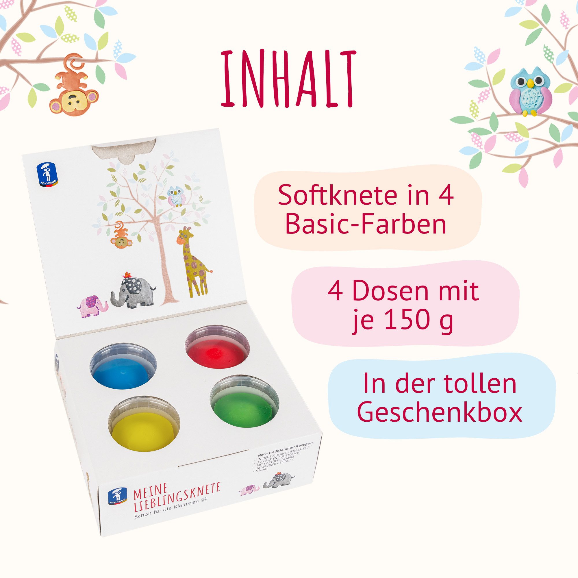 Feuchtmann Knete MEINE LIEBLINGSKNETE Basic (1-tlg), vegane glutenfreie Kinderknete ab 2 Jahren